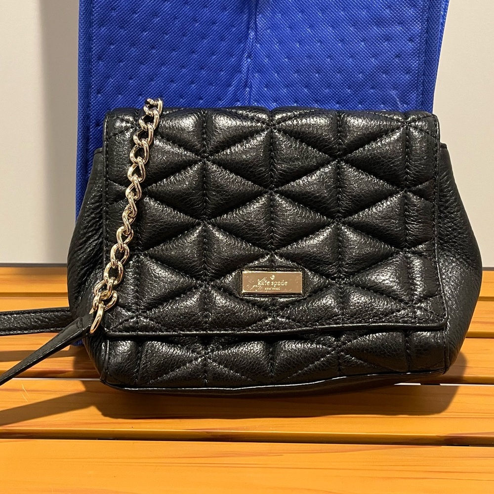 Black shoulder bag, quilted-look